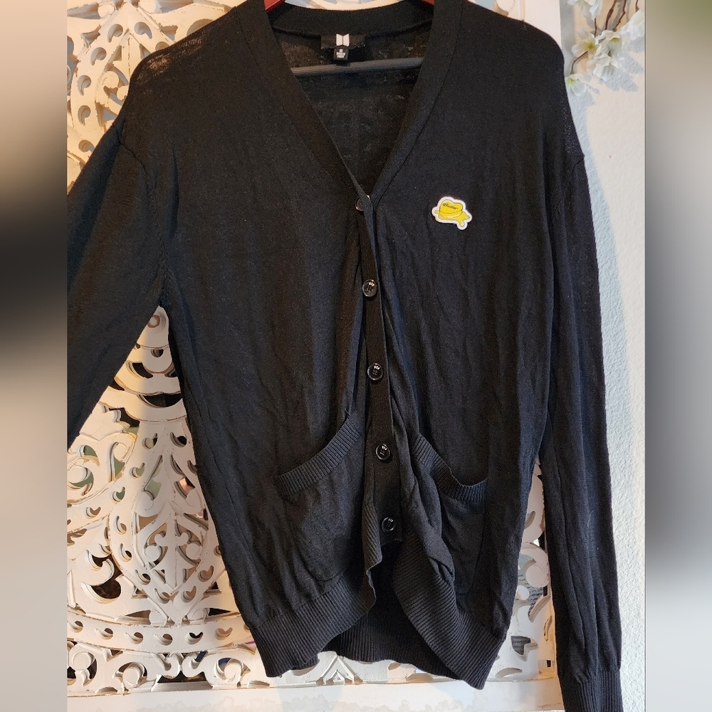 Black Knit Cardigan with Ribbed Details - Picture 6 of 16